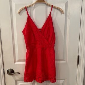 NWT Vibrant Red Eyelet Romper